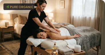 A professional therapist giving a relaxing warm oil massage in a private room.